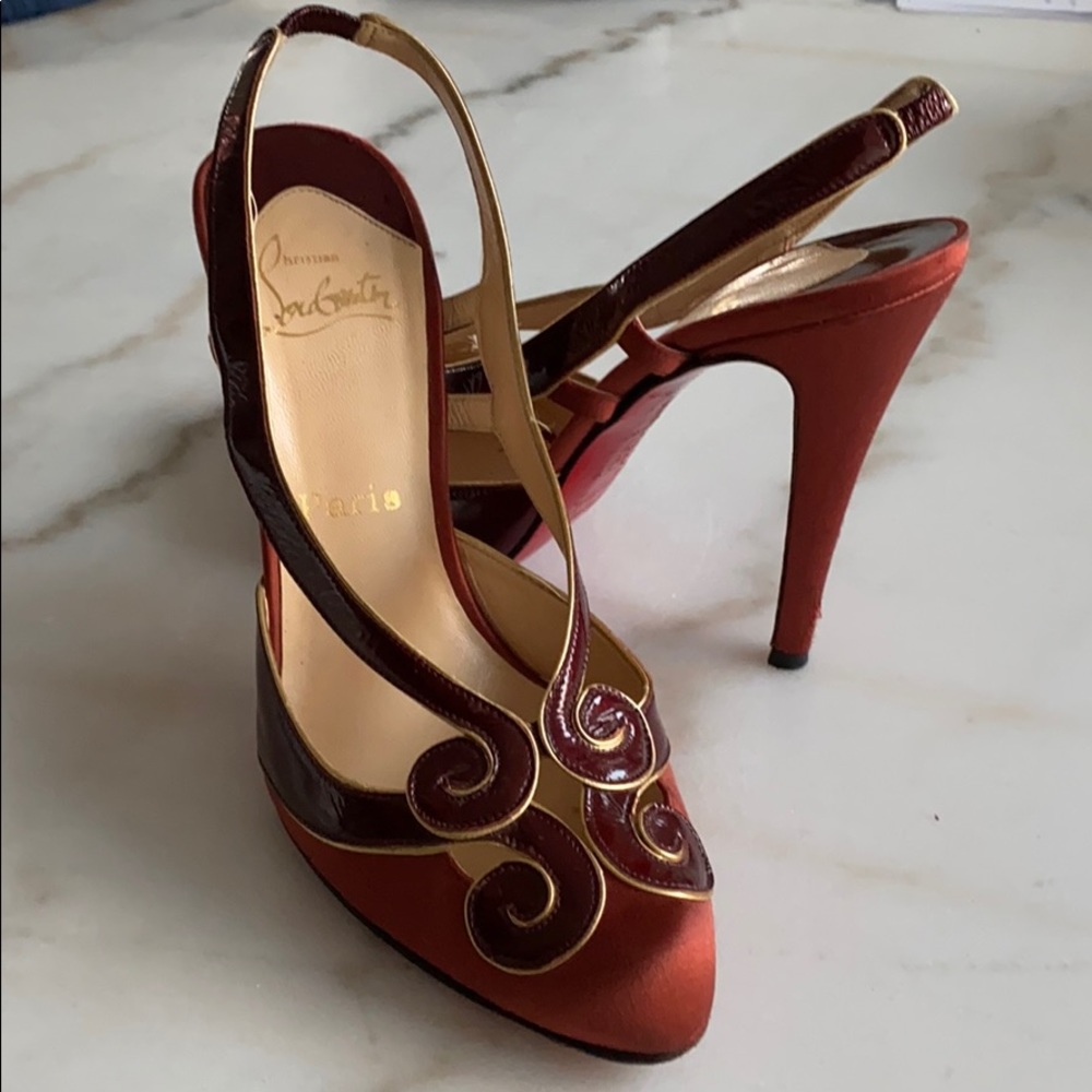 Christian Louboutin satin sling back heels size 40